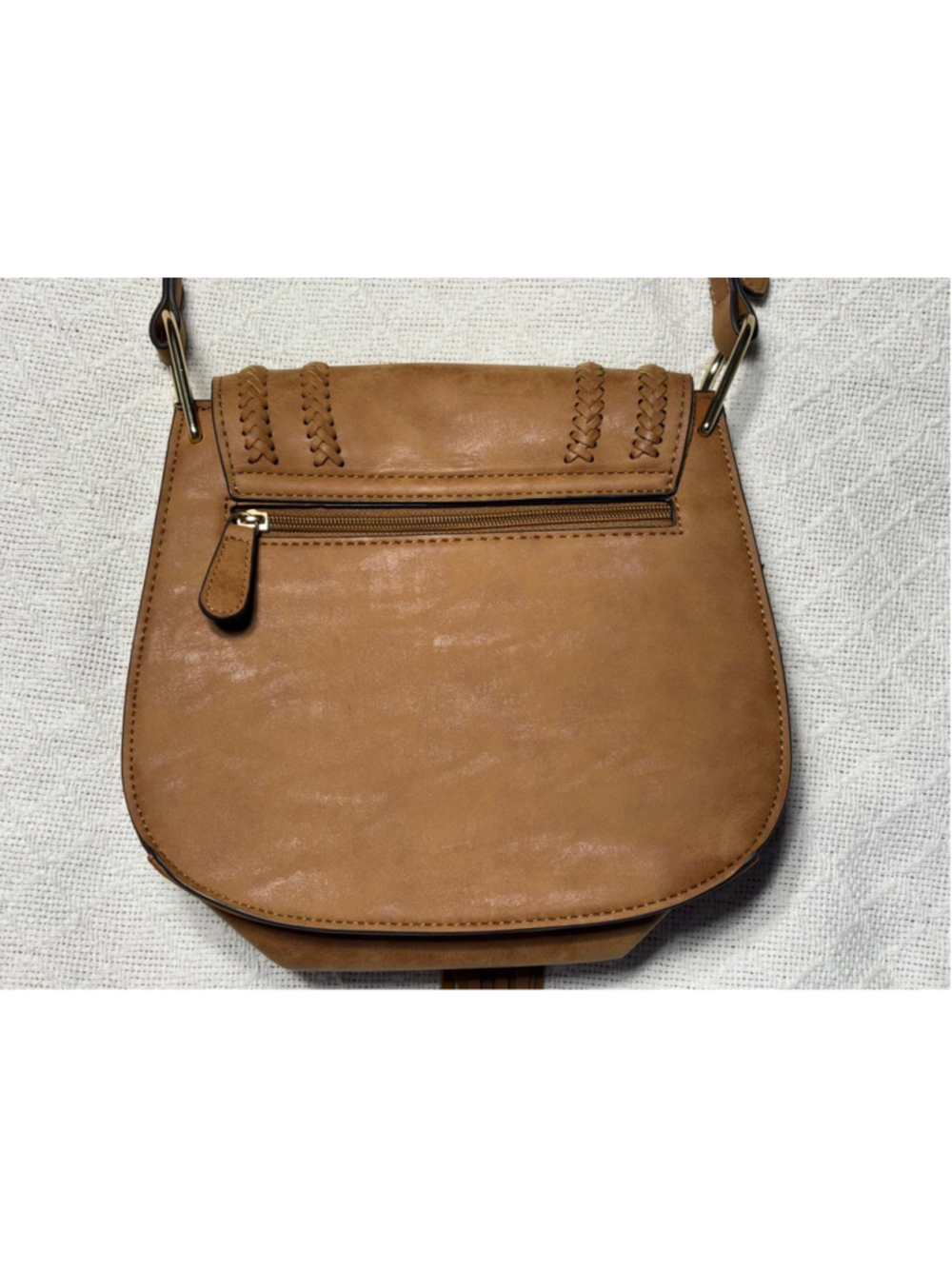 EUC Franco Sarto Western Equestrian Boho Tan Faux Leather "Rex" Saddle Bag - Picture 4 of 9